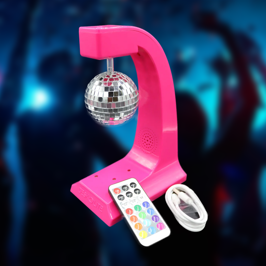 DESKOLITE Wireless Disco Rotating Lights Party Speaker (Pink)