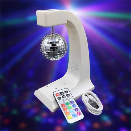 DESKOLITE Wireless Disco Rotating Lights Party Speaker (Pearl White)